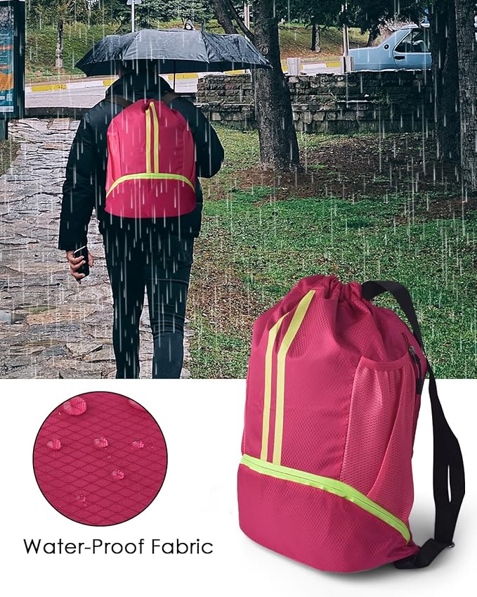 BROTOU Soccer Bags, Football Backpack, Volleyball Bag, Drawstring Backpack with Ball and Shoe Compartment, Football bags for Equipment Swim Gym Bag