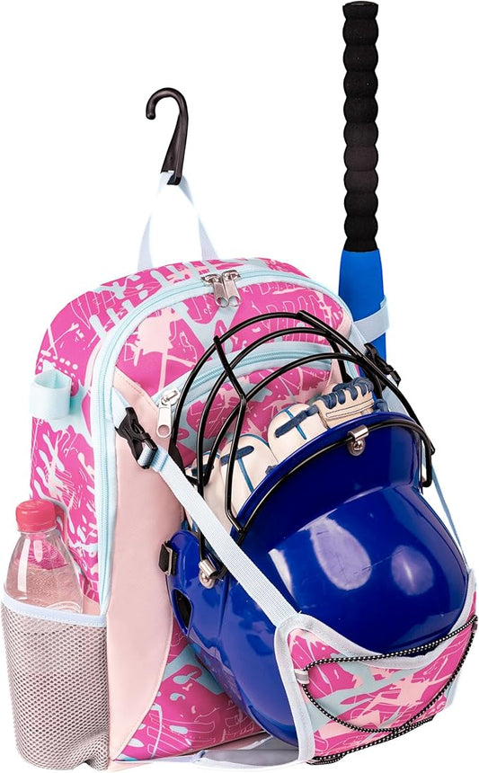 Youth Baseball Bat Bag Backpack, T-Ball & Softball Equipment Gear for Youth with Fence Hook, Lightweight Baseball Bat Backpack, Large Main Compartment for Helmet