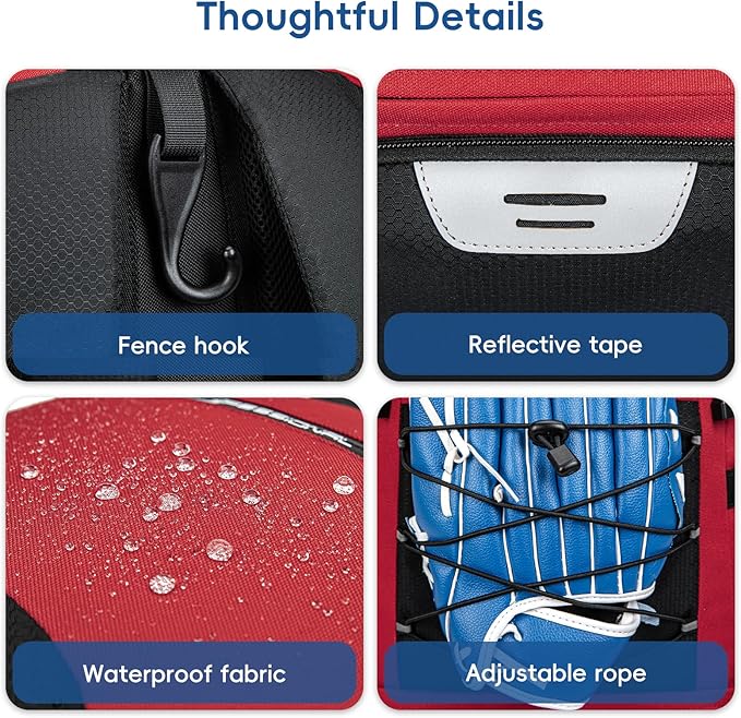 Baseball Bag for Youth and Adult, Softball Backpack 40L Large Capacity, Bat Backpack with Shoes Compartment and Hidden Helmet Holder