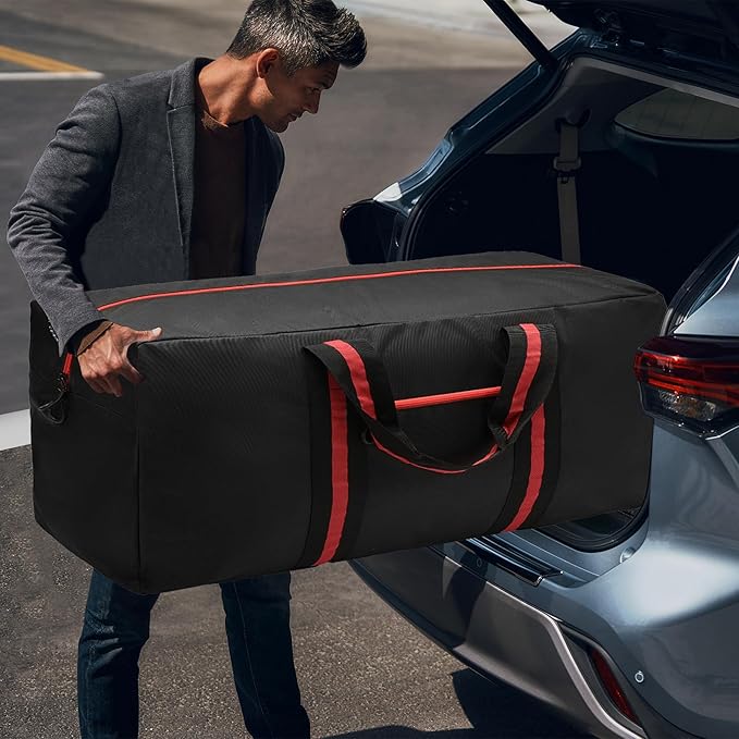 150L Large Duffle Bag for Travel 37” Diffle Bag for Overnight Weekender Camping, Storage for Men Women, Red