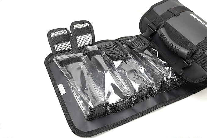 Lure Roll Up Fishing Jig Pouch Tackle bags | Heavy Duty Compact Waterproof Tarpaulin Fish Lure Pouch | 10 Clean Window Pockets for Fishing Lures Jigs Tools Storage