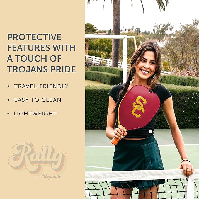 Officially Licensed Collegiate Pickleball Paddle Cover - Lightweight PU Leather Material - Durable Foam Interior Protection with Zippered Closure - Fits Most Paddles on the Market