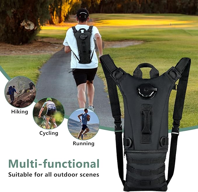 Zavothy Tactical Molle Hydration Backpack with 3L Water Bladder Water Backpack Hydration Pack for Cycling Running Biking Hiking Backpack Black