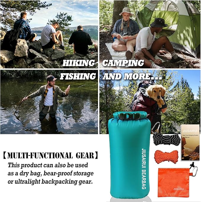 7.8Oz Ultralight Bear Bag Hanging Kit: 30D Waterproof Bear Proof Food Storage for Backpacking and Camping Alternative to Bear Canister