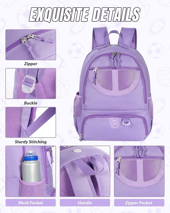 Basketball Bag Backpack for Men Women with Ball & Shoes Compartment 30L Capacity Lightweight Breathable Boys Girls Soccer Ball Bag Backpack Fit Volleyball Football Sports Travel School Gym