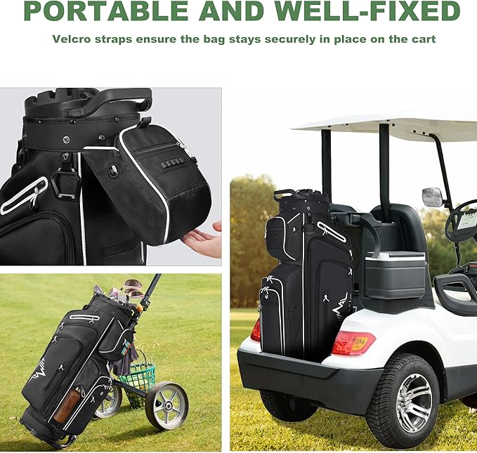 UNIHIMAL 14-Way Golf Cart Bag, Premium Full Length Golf Bag for Men with Magnetic Leather Pocket, Handles and Rain Cover