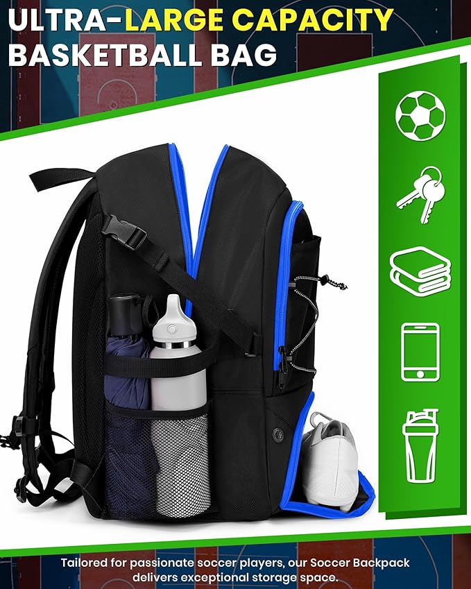 Basketball Backpack Large Sports Bag for Men&Youth,Gym Bag with Separate Ball & Shoes Compartment,Travel Bag for Basketball,Soccer,Volleyball