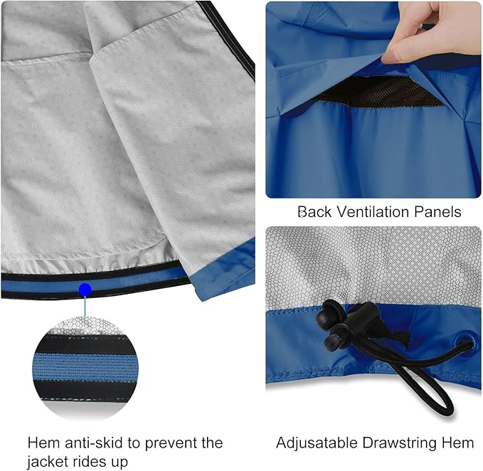 baleaf Men's Rain Jacket Waterproof Windbreaker Raincoat Running Cycling Hiking Gear Hood Lightweight Reflective Packable