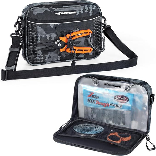 KastKing BaitSpace Detachable Bait Binder Tackle Bag – Large Clear Sleeves, Durable 900D Water-resistant Fabric, Soft Plastic Bait Storage For Hooks, Sinkers & Fishing Accessories