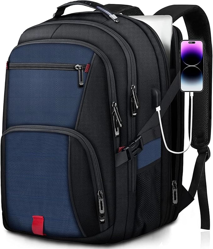 ANTERK Laptop Backpack, 18.4 Inch Laptop Backpacks for Men Women with USB Port, 55L Anti Theft Water Resistant College Bussiness TSA Airline Approved Work Computer Backpack, Blue