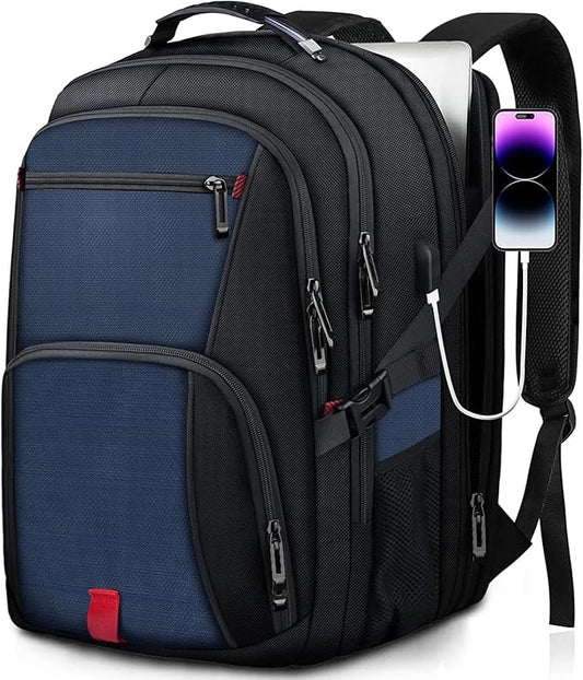 ANTERK Laptop Backpack, 18.4 Inch Laptop Backpacks for Men Women with USB Port, 55L Anti Theft Water Resistant College Bussiness TSA Airline Approved Work Computer Backpack, Blue