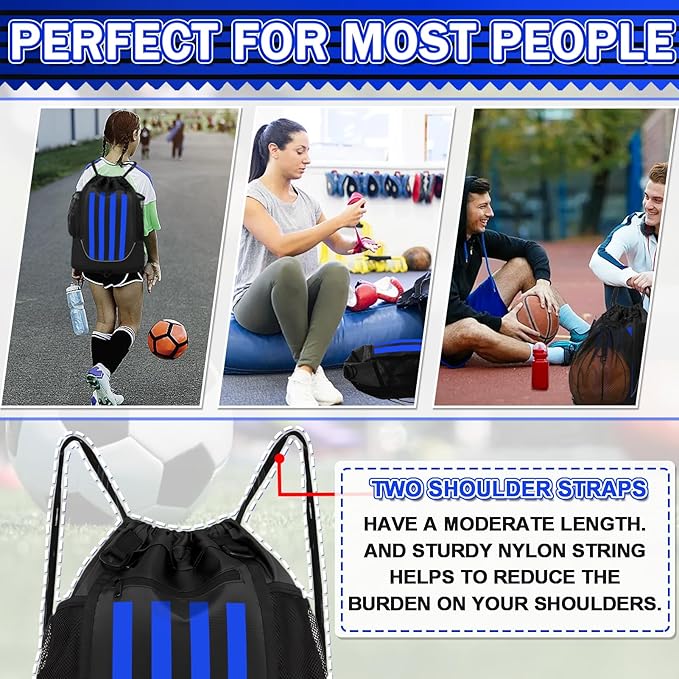 KAEGREEL Drawstring Soccer Bag Basketball Backpack for Kids Teens, Foldable Sports Bags Detachable Ball Mesh Bag for Gym Yoga Football Baseball