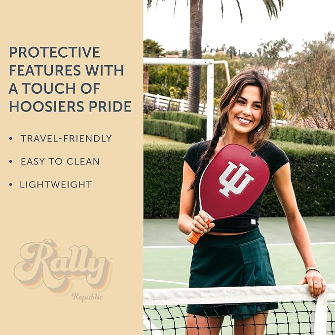 Officially Licensed Collegiate Pickleball Paddle Cover - Lightweight PU Leather Material - Durable Foam Interior Protection with Zippered Closure - Fits Most Paddles on the Market