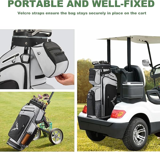 UNIHIMAL 14-Way Golf Cart Bag, Premium Full Length Golf Bag for Men with Magnetic Leather Pocket, Handles and Rain Cover