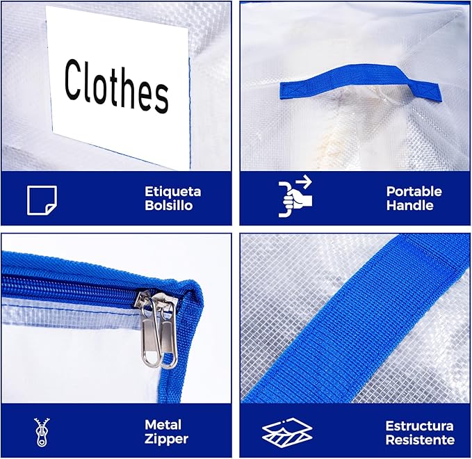 105L Moving Bags 8Pack Storage Bag Large Moving Boxes with Lids, Zippers Handles for Moving Totes Bins, College Dorm, Traveling, Camping, Christmas