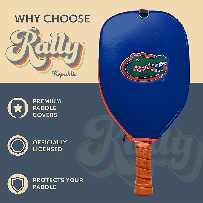 Officially Licensed Collegiate Pickleball Paddle Cover - Lightweight PU Leather Material - Durable Foam Interior Protection with Zippered Closure - Fits Most Paddles on the Market
