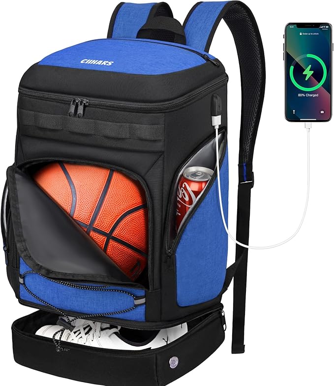 Basketball Backpack Bag Large Sports Bag with Separate Ball holder & Shoes compartment, Best for Basketball, Soccer,Volleyball,Gym