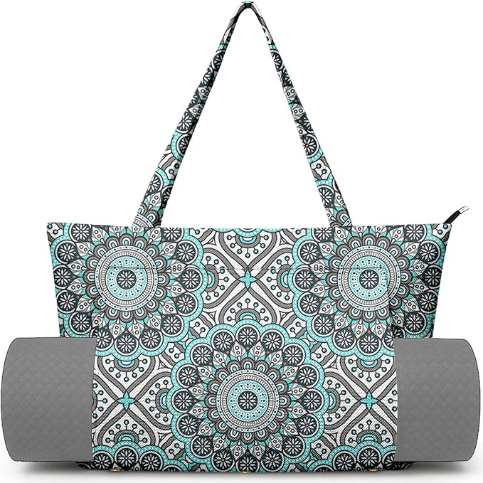 Adalore Women's Yoga Bag with Yoga Mat Carrier - Large Mat Pocket Fitness Tote for Pilates, Gym, Travel, Office & Beach