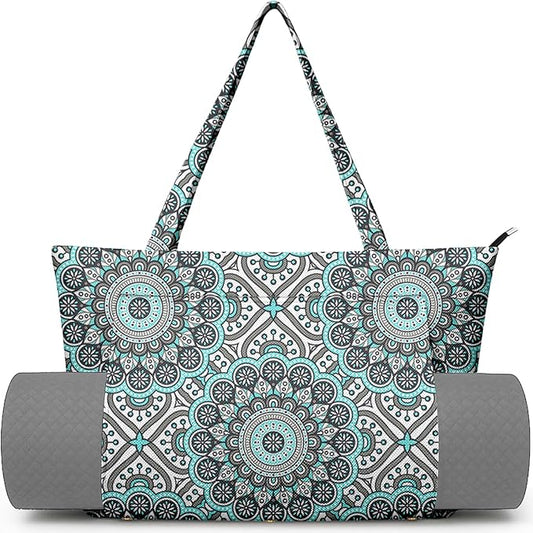Adalore Women's Yoga Bag with Yoga Mat Carrier - Large Mat Pocket Fitness Tote for Pilates, Gym, Travel, Office & Beach