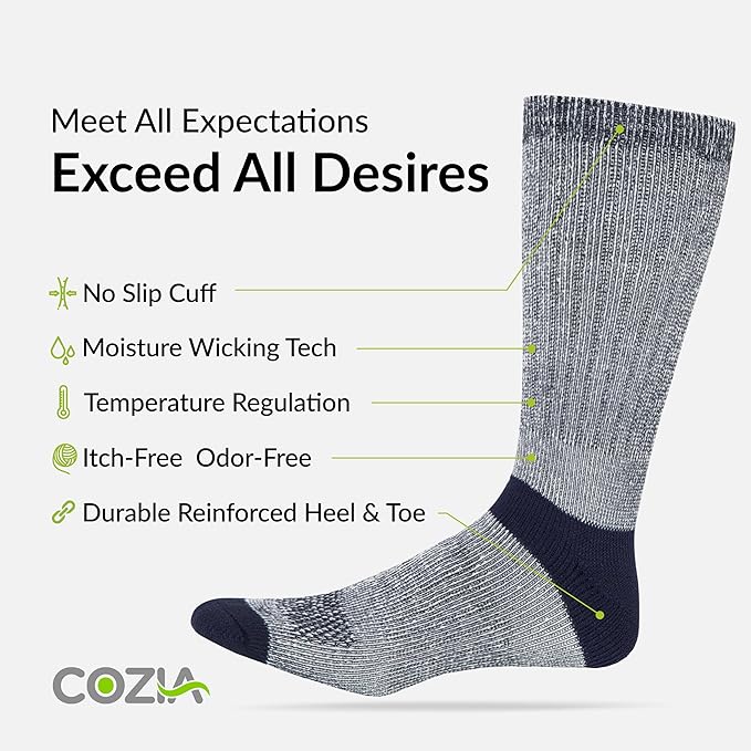 COZIA Merino Wool Socks for Men & Women Casual Warm Winter Cozy Thermal Socks