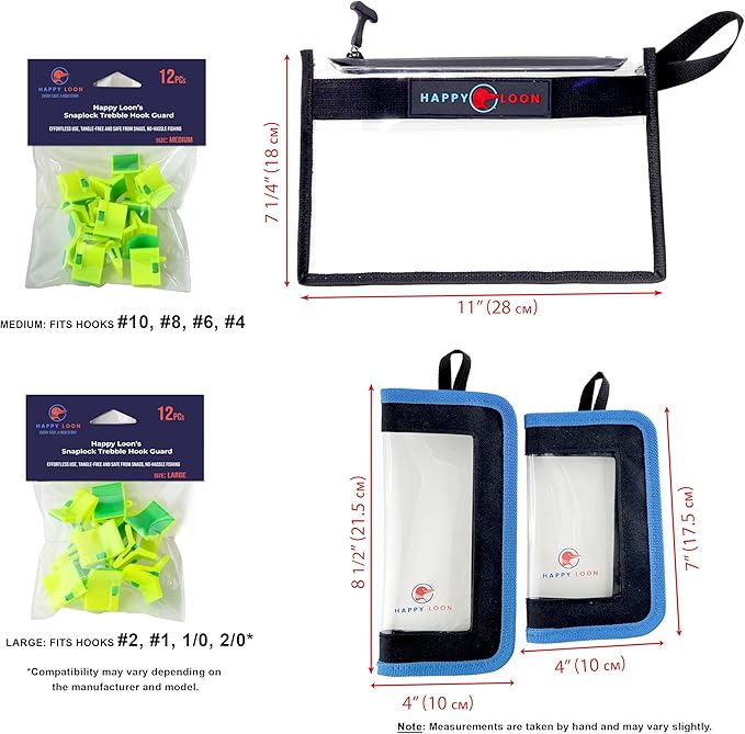 Premium Fishing Organization and Safety Gift Kit – Waterproof Tackle Bag, 2 Lure Wraps (2 Sizes), 24 Treble Hook Covers (12 Each Size) – Elegant Gift Box – 3-Stage Protection - Value Pack