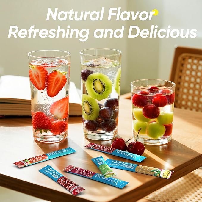 12 Sticks Electrolytes Powder Packets No Sugar Hydration Packets Electrolyte Liquid Daily IV Drink Mix with Strawberry Raspberry, Passion Fruit, Kiwi Green Apple, Cherry Pomegranate, Grape, Grapefruit