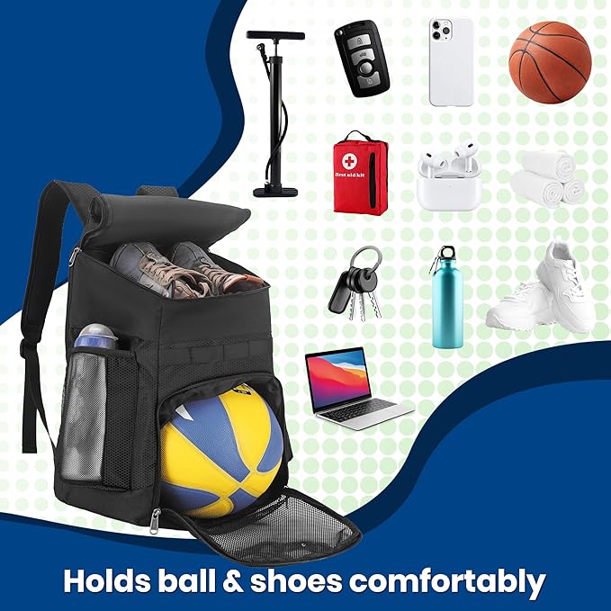Basketball Backpack Large Sports Bag for Men&Youth,Gym Bag with Separate Ball & Shoes Compartment,Travel Bag for Basketball,Soccer,Volleyball