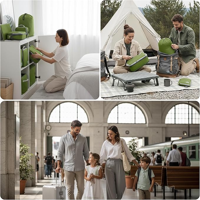 Cipway Compression Packing Cubes Set, Ultralight Expandable Travel Packing Organizers for Carry on Luggage (Green 3pcs)