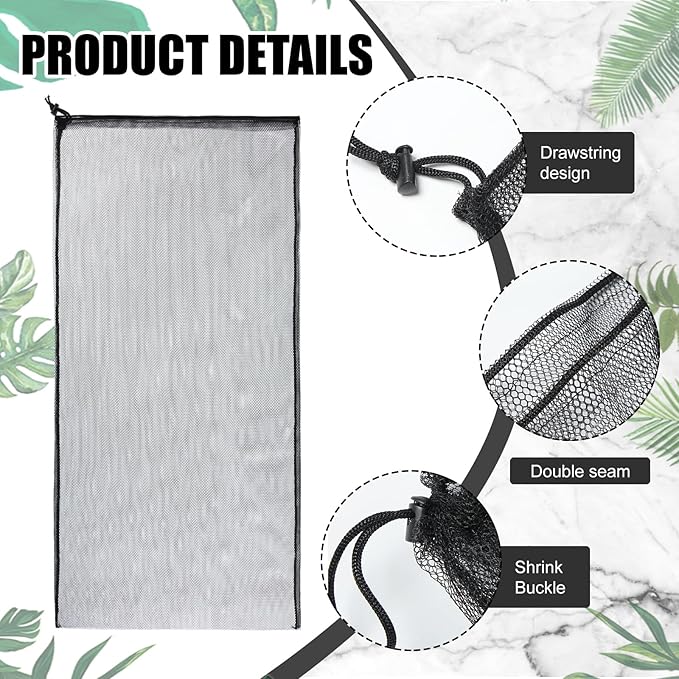 6 Pcs large Mesh Bag 24 x 48 inch Ball Mesh Drawstring Storage Sports Equipment Bag for Balls Beach