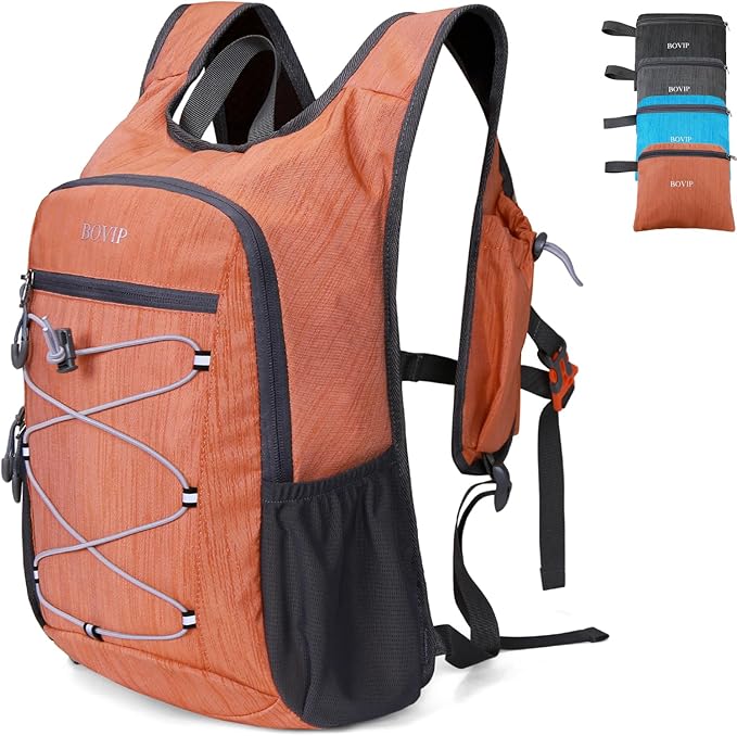 BOVIP 20L Hiking Backpack Lightweight Packable Hiking Daypack Small Travel Outdoor Foldable Shoulder Bag Orange