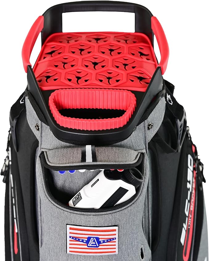 ASK ECHO SLC-130 Golf Cart Bag with 15 Way Full Length Dividers Top, Premium Quiet Golf Cart Bag with Rain Cover for Men