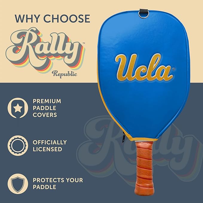 Officially Licensed Collegiate Pickleball Paddle Cover - Lightweight PU Leather Material - Durable Foam Interior Protection with Zippered Closure - Fits Most Paddles on the Market