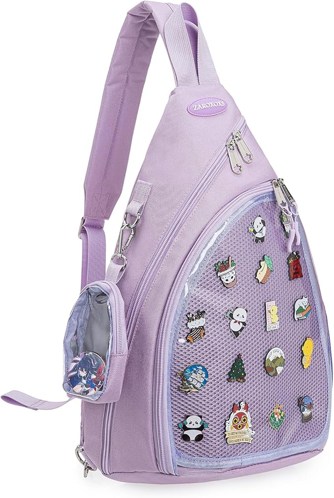 ZAROXOXS Mens Womens Oxford Ita Bag Pin Display Chest Pack Single Shoulder Bag Sport Backpack Packs Hiking Daypack