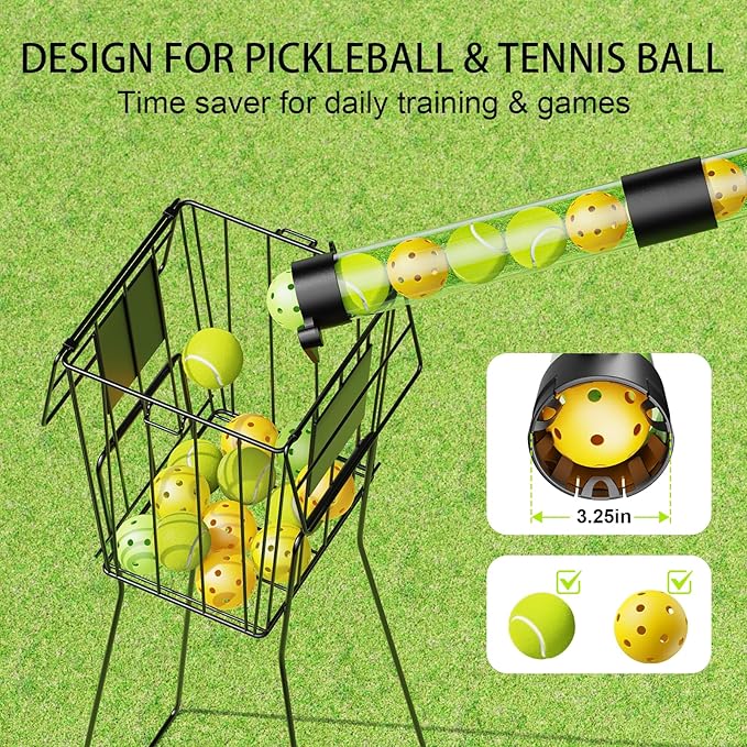 17 Balls Pickleball Ball Retriever & Ball Holder Storage with Strap, Back Saver for Pickleball Accessories, Quick for Pickleball Tube Ball Pickup