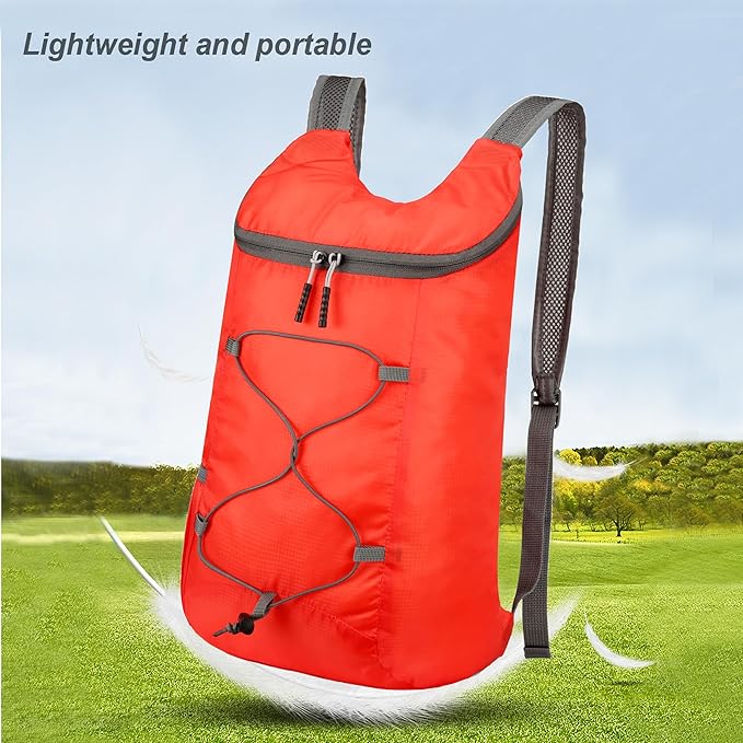 16L Lightweight Foldable Hiking-Backpack Small Packable-Daypack For Travel,Ultralight Water-Resistant Gym Bag Men Women Easy Carry-on (Red)