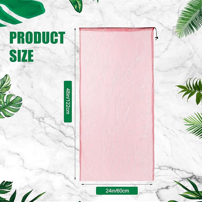 6 Pcs large Mesh Bag 24 x 48 inch Ball Mesh Drawstring Storage Sports Equipment Bag for Balls Beach