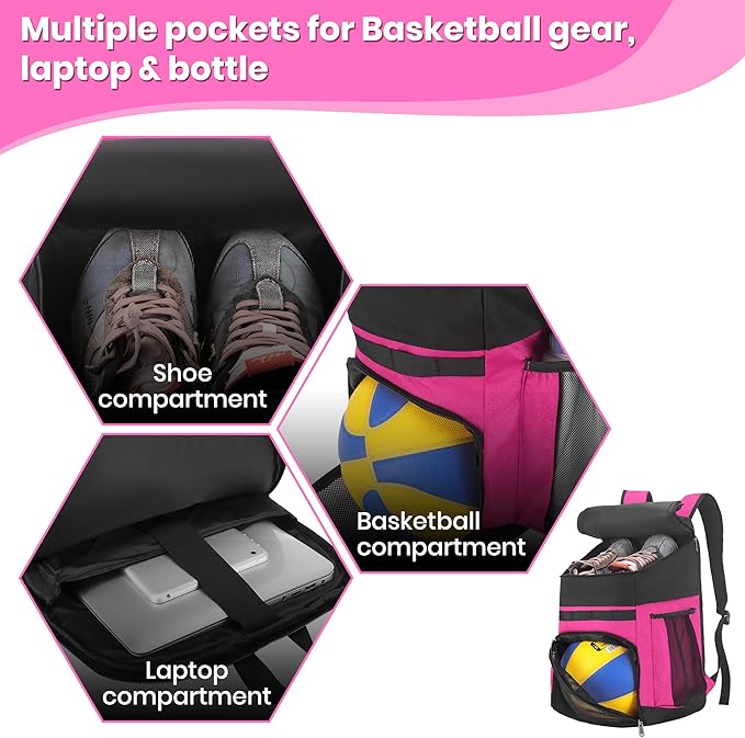 Basketball Backpack Large Sports Bag for Men&Youth,Gym Bag with Separate Ball & Shoes Compartment,Travel Bag for Basketball,Soccer,Volleyball