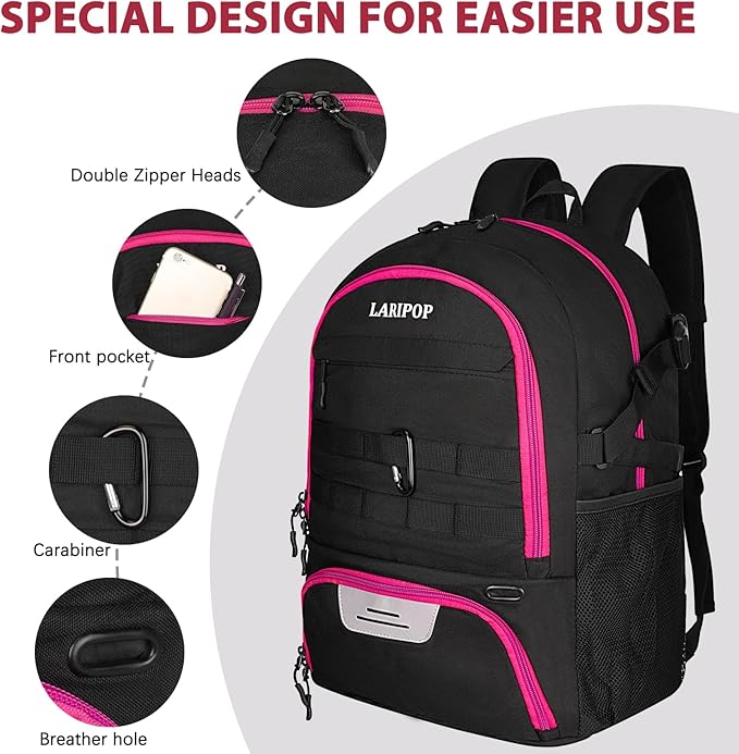 LARIPOP Soccer Backpack,Soccer Bag with Ball Holder and Shoe Compartment,Sports Equipment Training Bags Fits Basketball