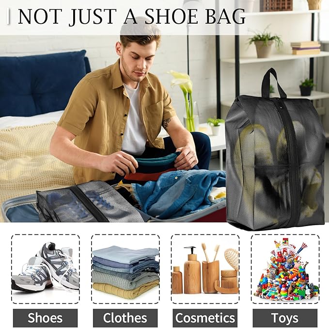 Shoe Bags for Travel, Set of 4 Pack Shoe Travel Bags for Packing, Large Waterproof Portable Travel Shoe Bag with Zipper Travel Gym Soccer Sneaker Golf Dance Essentials for Women and Men