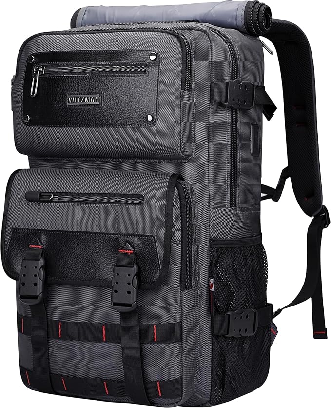 WITZMAN Carry On Travel Backpack for Men Duffle Bags Fit 17 Inch Laptop Airline Approved Laptop Backpack(B685 Silvery Grey)