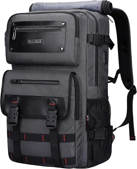 WITZMAN Carry On Travel Backpack for Men Duffle Bags Fit 17 Inch Laptop Airline Approved Laptop Backpack(B685 Silvery Grey)