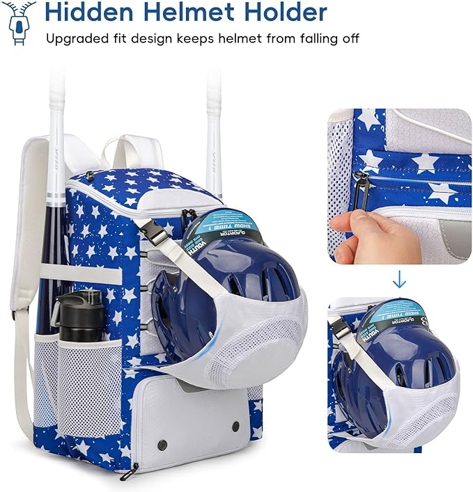 Baseball Bag for Youth and Adult, Softball Backpack 40L Large Capacity, Bat Backpack with Shoes Compartment and Hidden Helmet Holder