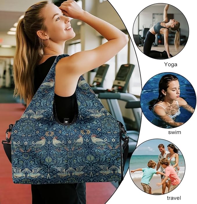 ZCFYGDX Yoga Gym Bag with Removable Adjustable Shoulder Strap, Shoe Compartment & Top Yoga Mat Holder 17.72x8.66x9.84in