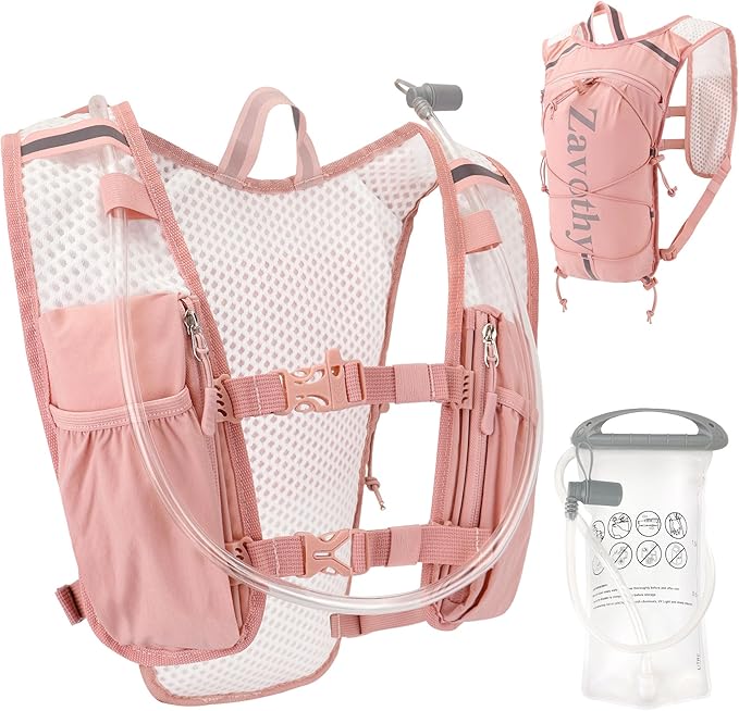 Zavothy Hydration Running Vest for Men & Women – Lightweight 1.5L Hydration Pack with Phone Pockets, Water Bottle Holders, Reflective Strips, Rain Cover – Trail Running, Cycling, Marathon