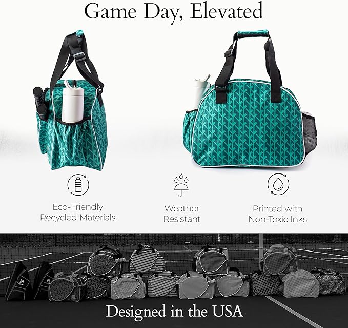 Pik’le’Ball Sport Premium Women's Pickleball Bag – Stylish and Versatile Sports Bag with Water Bottle Holder, Padded Paddle Pocket, and Spacious Design (fits 2+ Paddles!)