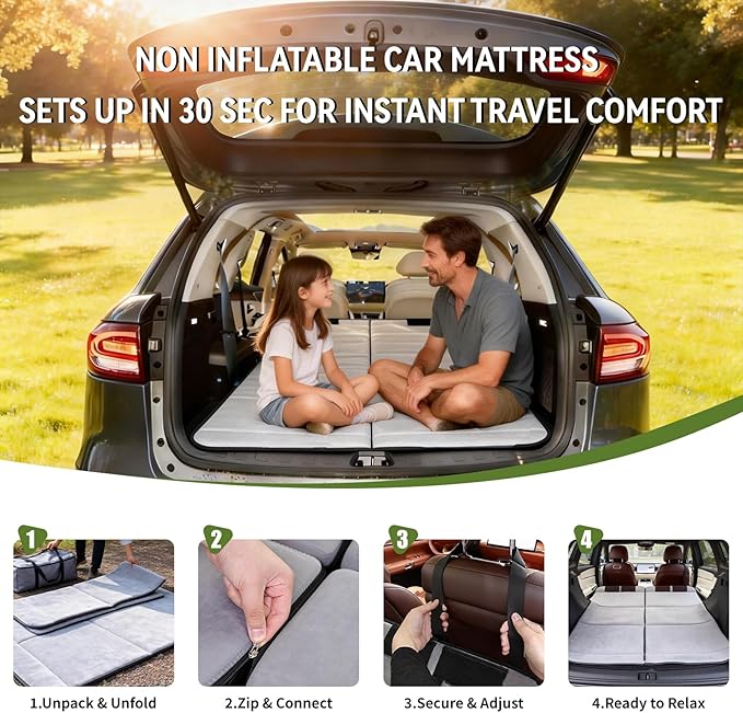 Non Inflatable Car Mattress for Kia Telluride, Car Camping Mattress, Upgraded Foldable Trunk Sleeping Pad with Storage Bag, Portable Design for Camping, Travel & Beach