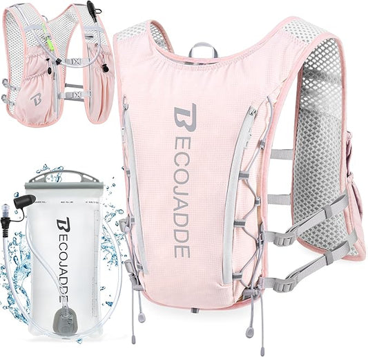 BECOJADDE Running Vest Hydration Backpack for Men Women, 5L Lightweight Running Backpack Hydration Pack for Marathon, Trail, Cycling, Hiking, Jogging