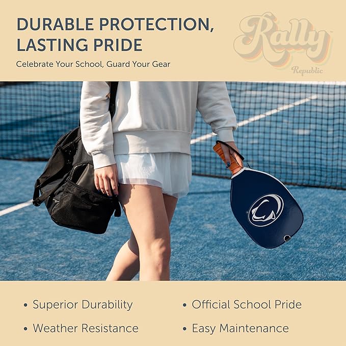 Officially Licensed Collegiate Pickleball Paddle Cover - Lightweight PU Leather Material - Durable Foam Interior Protection with Zippered Closure - Fits Most Paddles on the Market