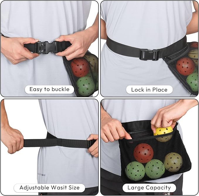A11N Pickleball Holder - Adjustable Waist Pickleball Holder for Men Women, Fanny Pack for Tennis/Running/Cycling/golfing, Black