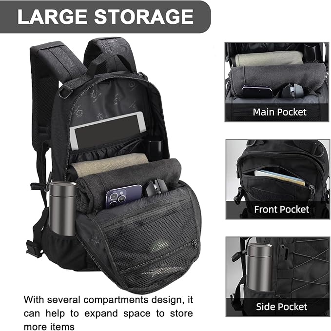 25L Hiking Backpack Small Tactical Backpack Daypack Camping Trekking Hunting Molle Pack for Men Women, Black